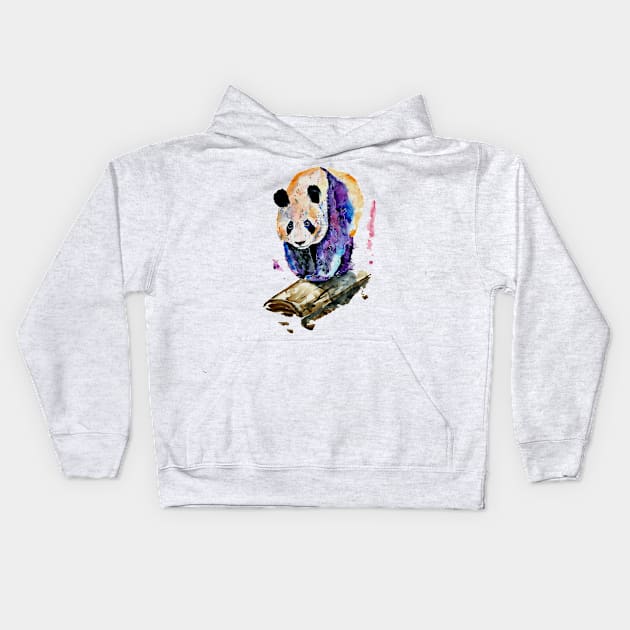 panda watercolor Kids Hoodie by NemfisArt